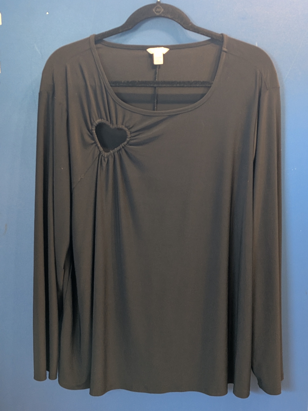Cato Black Long Sleeve Top with Heart Cutout